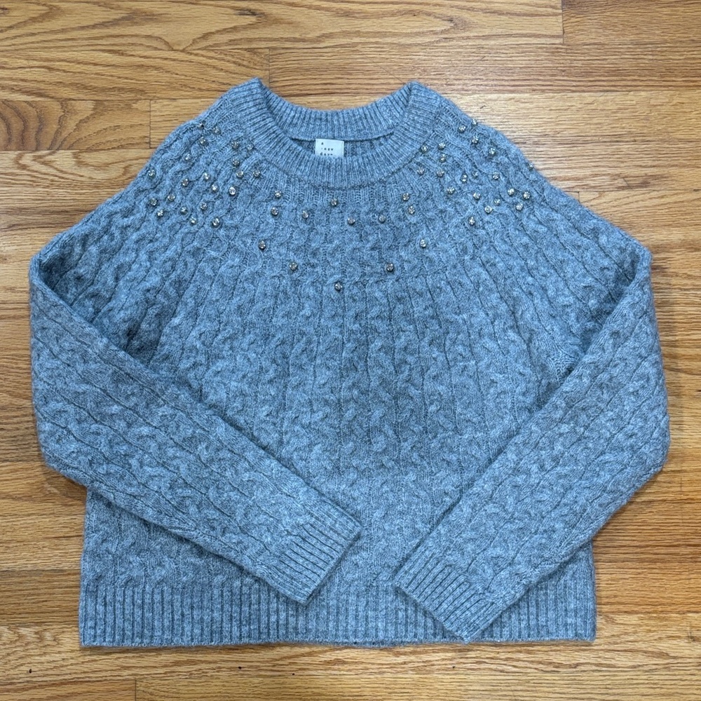 a new day Gray Cable Knit Sweater with Stud Accents